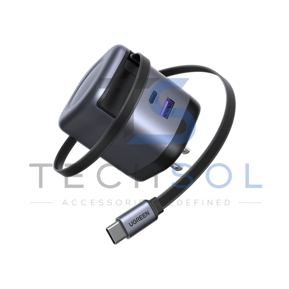UGreen Nexode 65W Charger With Retractable USB-C Cable | UGreen 65239 | Tech Sol